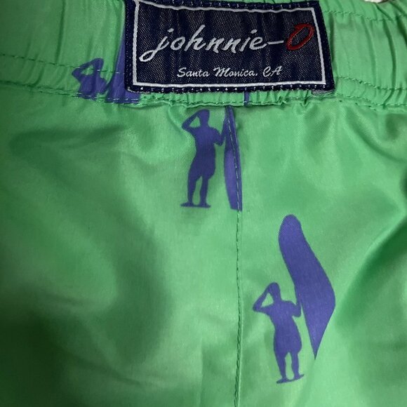 Johnnie O Swim Trunks Mens Adult Large Green Board Shorts Bathing Suit Beach - Picture 2 of 5